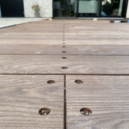 Close up af Træterrasse